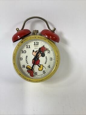 Vintage Bradley Mickey Mouse Alarm Clock Disney Germany Untested